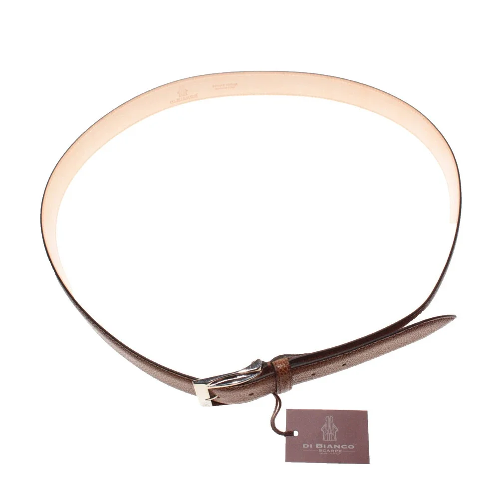 Di Bianco NWT Cut to Size Dress Belt In Solid Brown Pebbled Leather One Size
